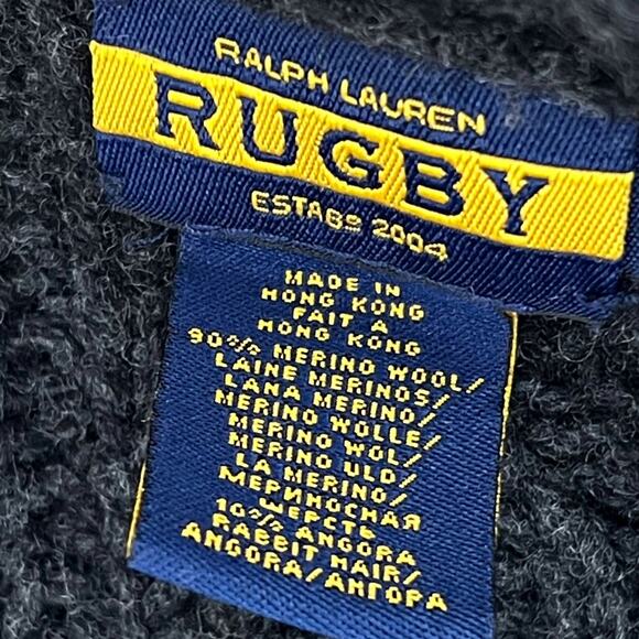 Ralph Lauren Rugby Dark Gray Cable Knit Shawl Collar Cardigan Sweater Chunky S - Picture 8 of 8